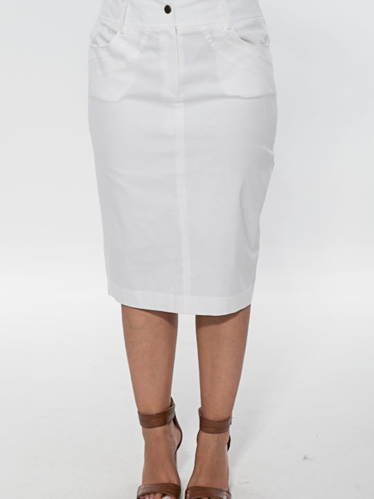 Korinas Fashion Midi Φούστα σε Λευκό χρώμα