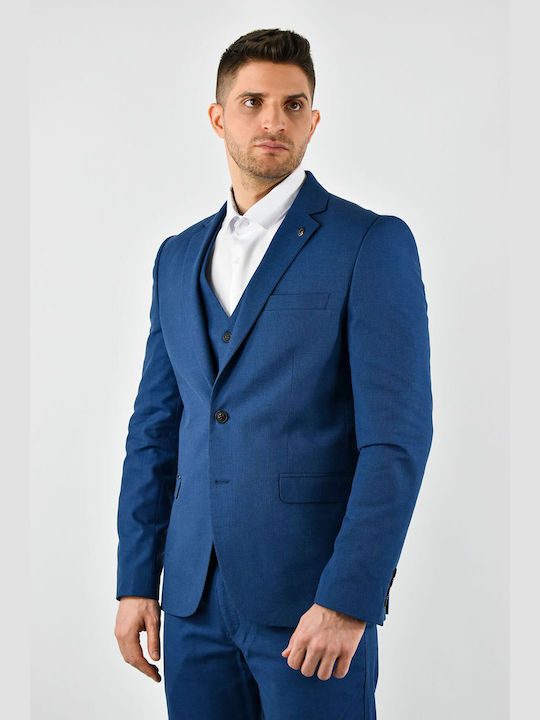Endeson Fashion Ανδρικό Σακάκι με Στενή Εφαρμογή Μπλε