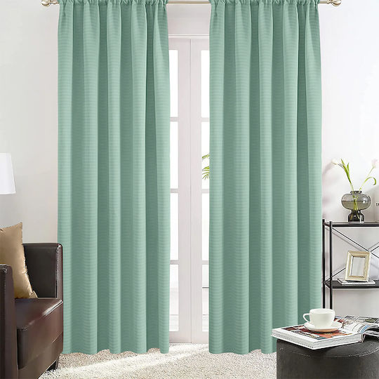 Lino Home Κουρτίνα με Τρέσα Emb Basko Mint 150x240εκ.