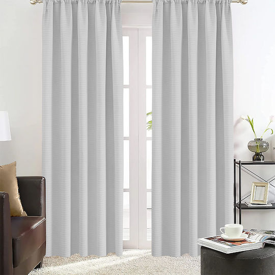 Lino Home Перде с Плик с Писалка Emb Basko Сиво 150x240см