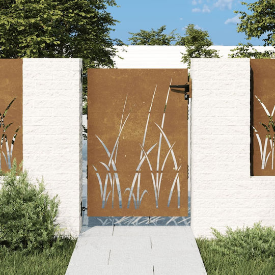 vidaXL Metal Fence Gate in Brown Color 1.25m x 85cm