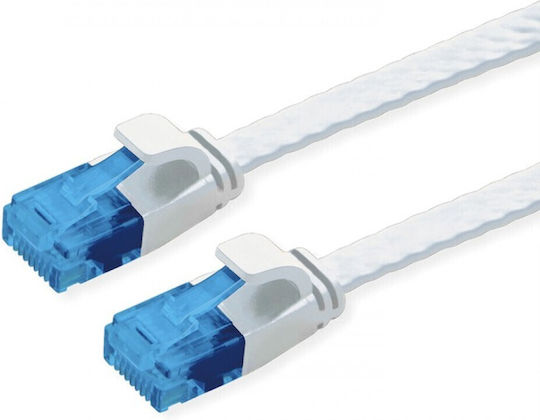 Powertech Flat U/UTP Cat.6a (Gigabit) Καλώδιο Δικτύου Ethernet 2m Λευκό