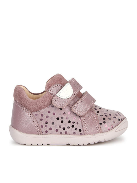 B MACCHIA Anatomical Leather Kids Boots with Velcro Pink