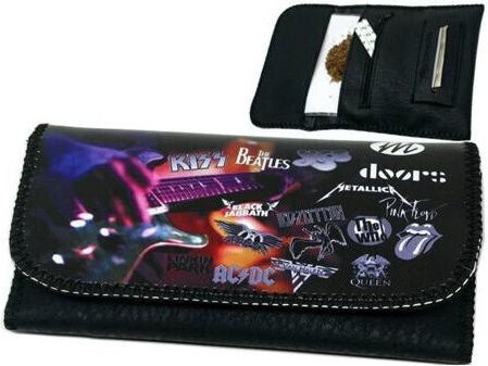 Monte Rock Legends Tobacco Pouch from Black Artificial Leather with Button Closure 16x8.5cm