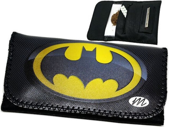 Monte Monte Tabaktasche Aus Künstliches Leder Schwarz Mit Taste 16x8.5cm
