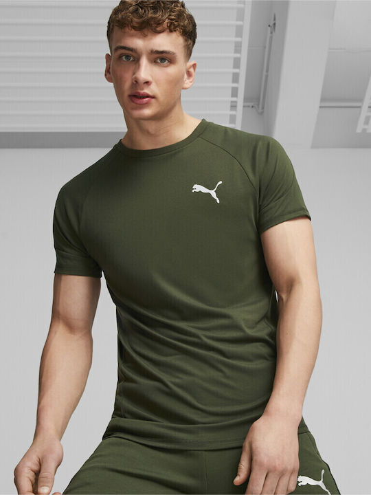 Puma Ανδρικό T-shirt Κοντομάνικο Χακί