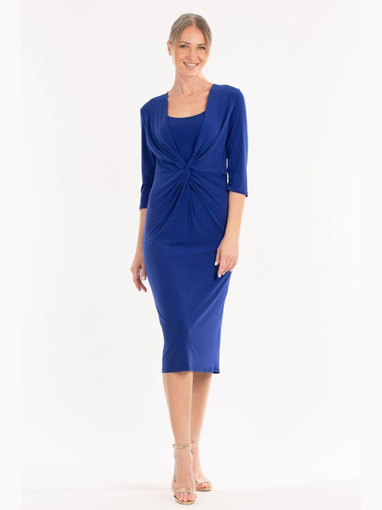 BelleFille Midi Dress 3/4 Sleeve Blue