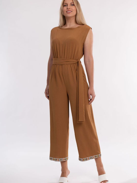 BelleFille Women's Sleeveless Jumpsuit Tabac Brown