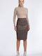 BelleFille Leather Skirt in Brown color