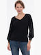 Damen Pullover mit 3/4-Ärmeln Schwarz