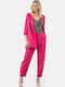 Dama Talie înaltă Pantaloni Chino cu Croială Baggy Fuchsia