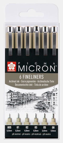 Sakura Pigma Micron Design Markers Black 6pcs