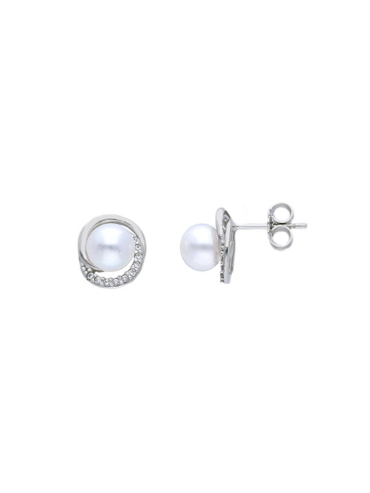 Mentzos Earrings made of Platinum with Stones & Pearls