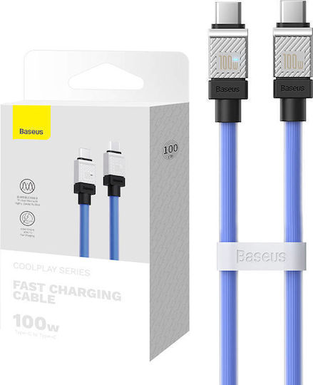 Baseus CoolPlay USB 2.0 Cable USB-C Male - USB-C 100W PD Blue 1m