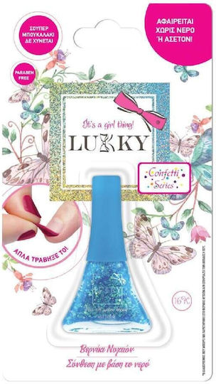 Lukky Cosmetics Toys Confetti Series Blue Glitter Детски лак за нокти Тюркоаз с брокат