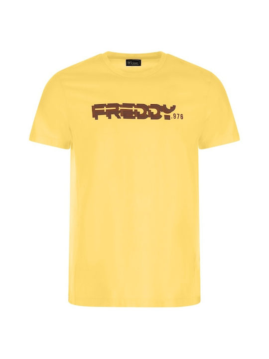 Freddy Ανδρικό Αθλητικό T-shirt Κοντομάνικο Κίτρινο