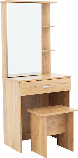 Schminktisch Zelia Hölzern Natural mit Spiegel 60x40x151cm Schminktisch Zelia Hölzern Natural mit Spiegel 60x40x151cm