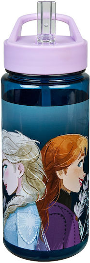 Scooli Frozen Kids Water Bottle Frozen Plastic with Straw 500ml