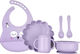 Queen Mother Feeding Set made of Silicone with Non-Slip Base Purple 6pcs