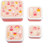 A Little Lovely Company Kids Set Lunch Plastic Box Pink