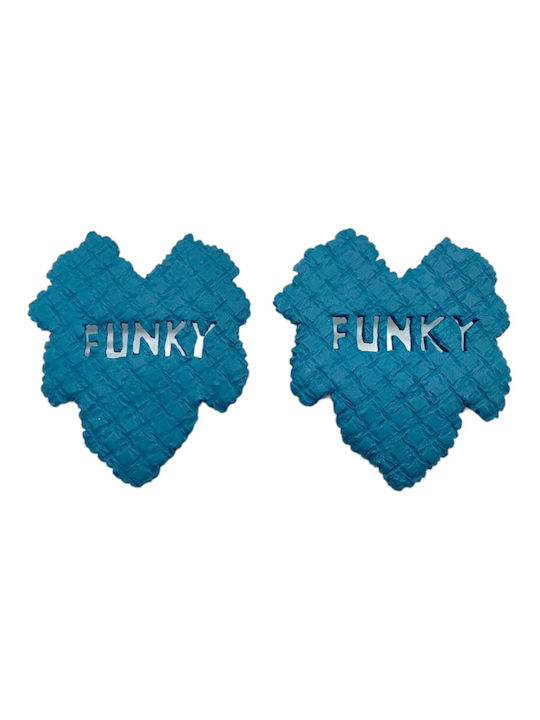 Funky Geranium Σκουλαρίκια Καρφωτά από Πηλό Πετρόλ