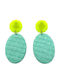 Funky Geranium Earrings made of Clay with Stones Mint / Yellow