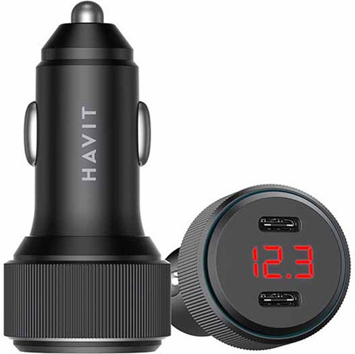 Φορτιστής Αυτοκινήτου 30W 3A με Θύρες: 2xUSB-A 2xType-C Μαύρο Χρώμα