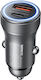 Remax Series Car Charger 30W 5A Fast Charging with Ports 1xUSB 1xType-C Black Colour