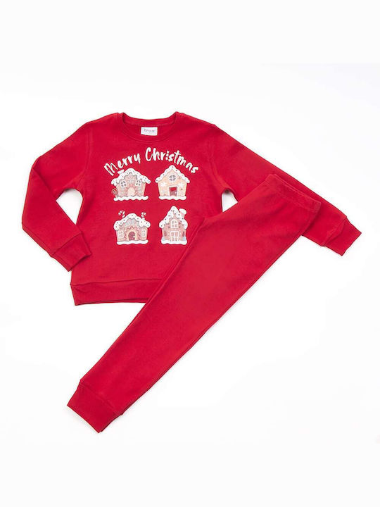 Trax Set Top & Bottom Kids Winter Pyjamas Red