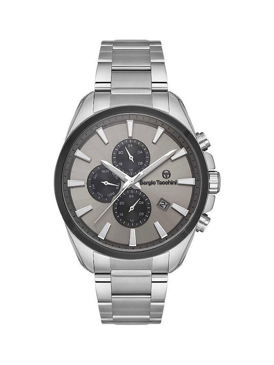Sergio Tacchini Dual Time Watch Battery with Silver Metal Bracelet