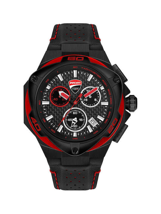 Ducati Uhr Chronograph Batterie mit Schwarz Lederarmband