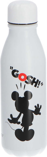 Disney Mickey Mouse Παιδικό Παγούρι Mickey Αλουμινίου με Βιδωτό Καπάκι Non Spill Λευκό 600ml