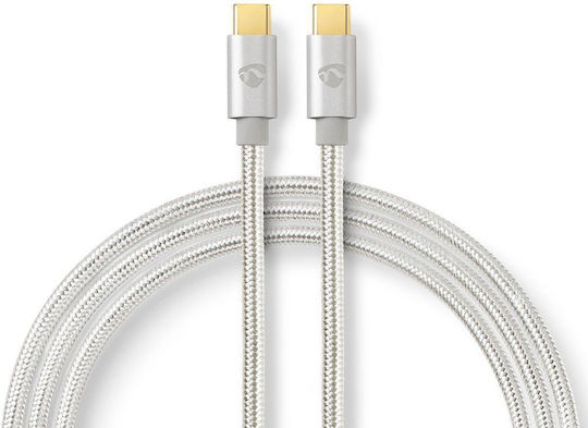 Nedis Braided USB 2.0 Cable USB-C Male - USB-C 60W PD Silver 2m