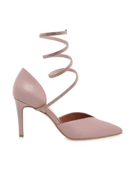 Kalista Pointed Toe Pink Heels with Strap