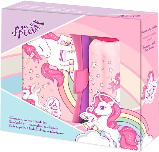 Unicorn Unicorn Пластмасово детско сетче за храна Еднорози 0.5лт Розов