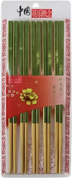 Wooden Chopsticks Green 10pcs