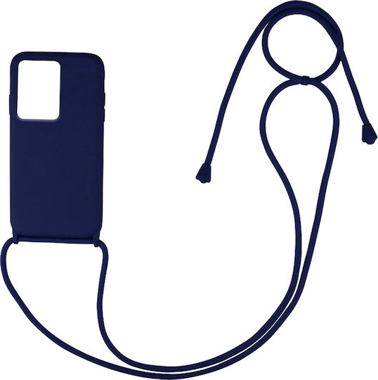 Sonique CarryHang Umschlag Rückseite Silikon 0.5mm mit Band Marineblau (Redmi Note 12 Pro+)
