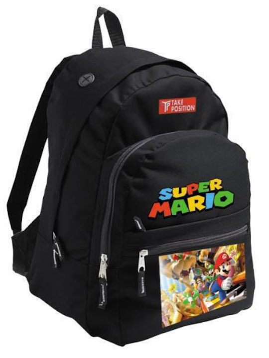 Takeposition Super Mario School Bag Backpack Elementary, Elementary Black 24.1Liters