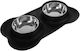 Purlov Stainless Steel Bowl Food & Water for Dog & Cat with Base 2x 450ml 13cm in Black Color