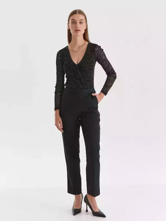 Make your image Women's High-waisted Fabric Trousers Black