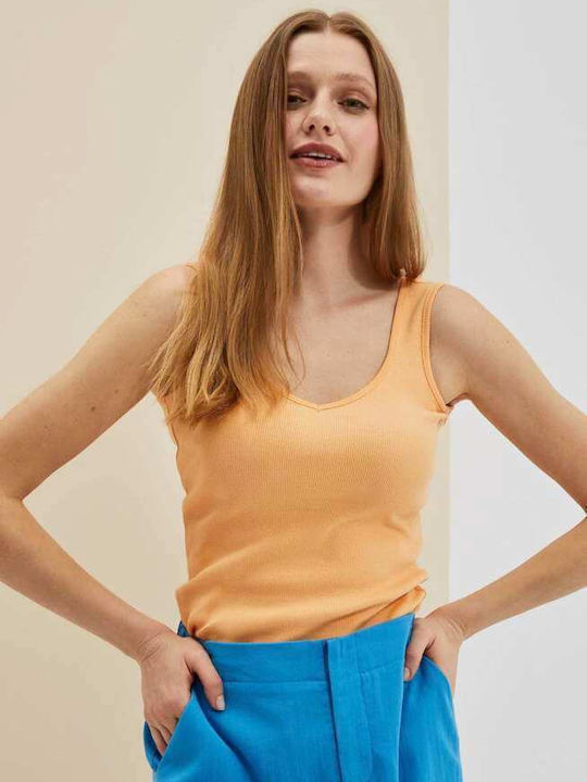 Make your image Women's Summer Blouse Cotton Sleeveless Orange