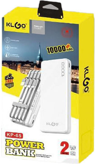 KLGO KP-65 Power Bank 10000mAh Λευκό