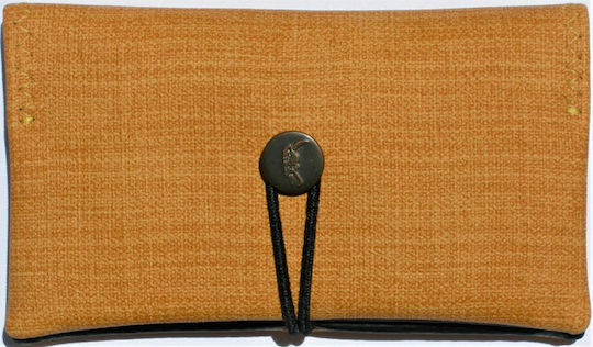 Simona Simona Artificial Leather Tobacco Pouch Yellow Handmade with Cord 16x10cm