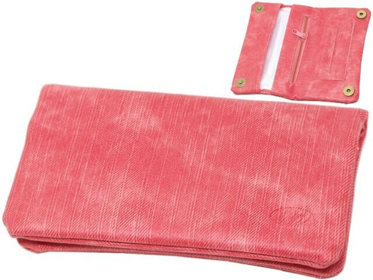 Monte Lederne Tabaktasche in Rosa mit Verschluss 15x8.5cm
