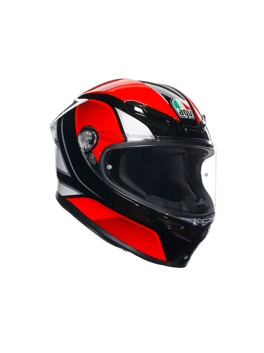 AGV K6 Hyphen Black/Red/White Motorradhelm Volles Gesicht 1220gr