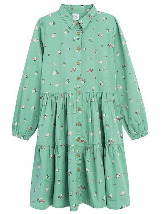Mädchen Kleid Langärmelig Grün