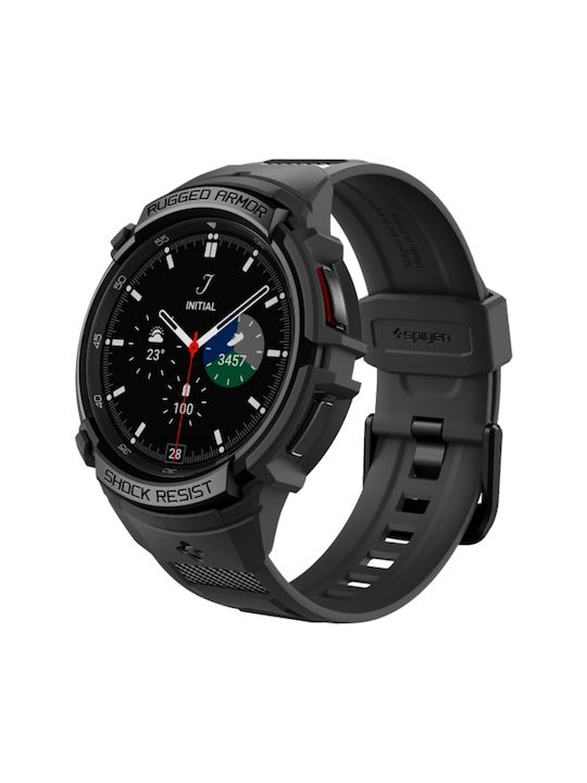 Spigen Rugged Armor Pro Silicone Case in Black color for Galaxy Watch6 Classic 47mm
