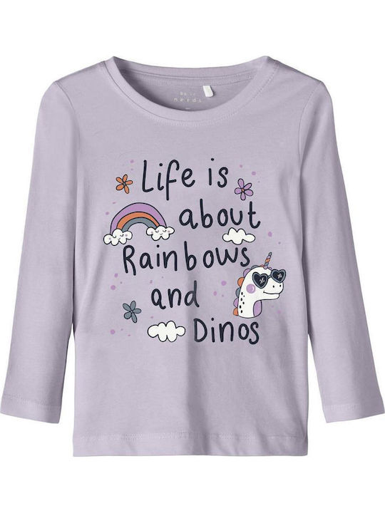 Kinderhemd Langarm Flieder Life Is About Rainbows