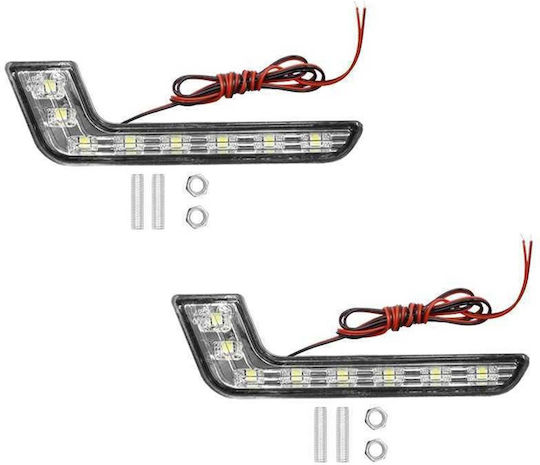 Factory Ορθογώνια Φώτα Ημέρας Αυτοκινήτου LED 12V 2cm με Λευκό Φωτισμό 2τμχ