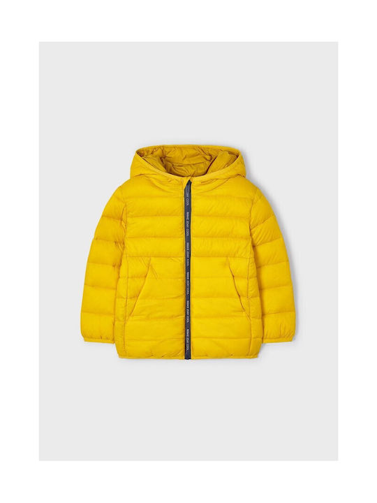 Mayoral Boys Quilted Coat Yellow with Ηood